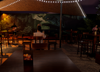 Beer Garden Concept Design 3D Rendering stage